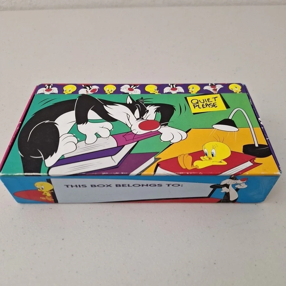 Vintage 1997 Looney Tunes Sylvester School Pencil Box Made In USA Model# 97001